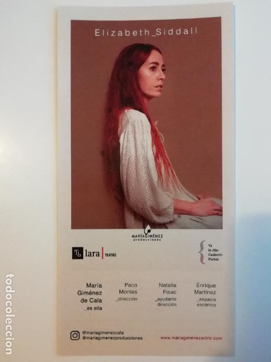 Coleccionismo: Hoja volandera Elizabeth Siddall Mar&iacute;a Gim&eacute;nez de Cala In&eacute;s Pi&ntilde;ole Teatro Lara Madrid
