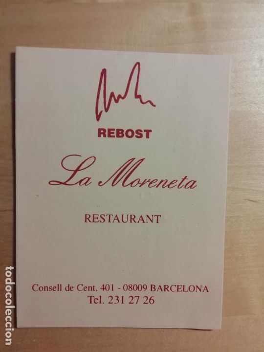 Coleccionismo: Tarjeta Rebost La Moreneta Barcelona Restauraci&oacute;n Catalunya