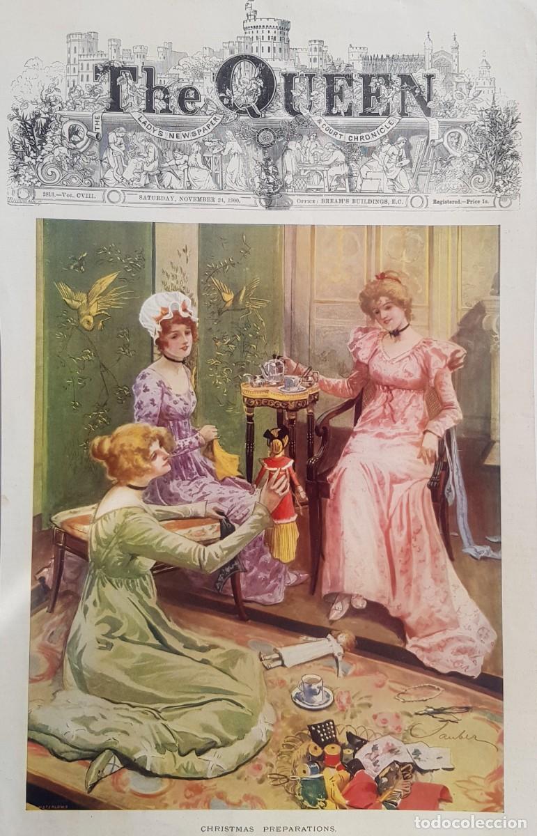 Collezionismo: Antigua hoja revista : CHRISTMAS PREPARATIONS. The Queen 1900