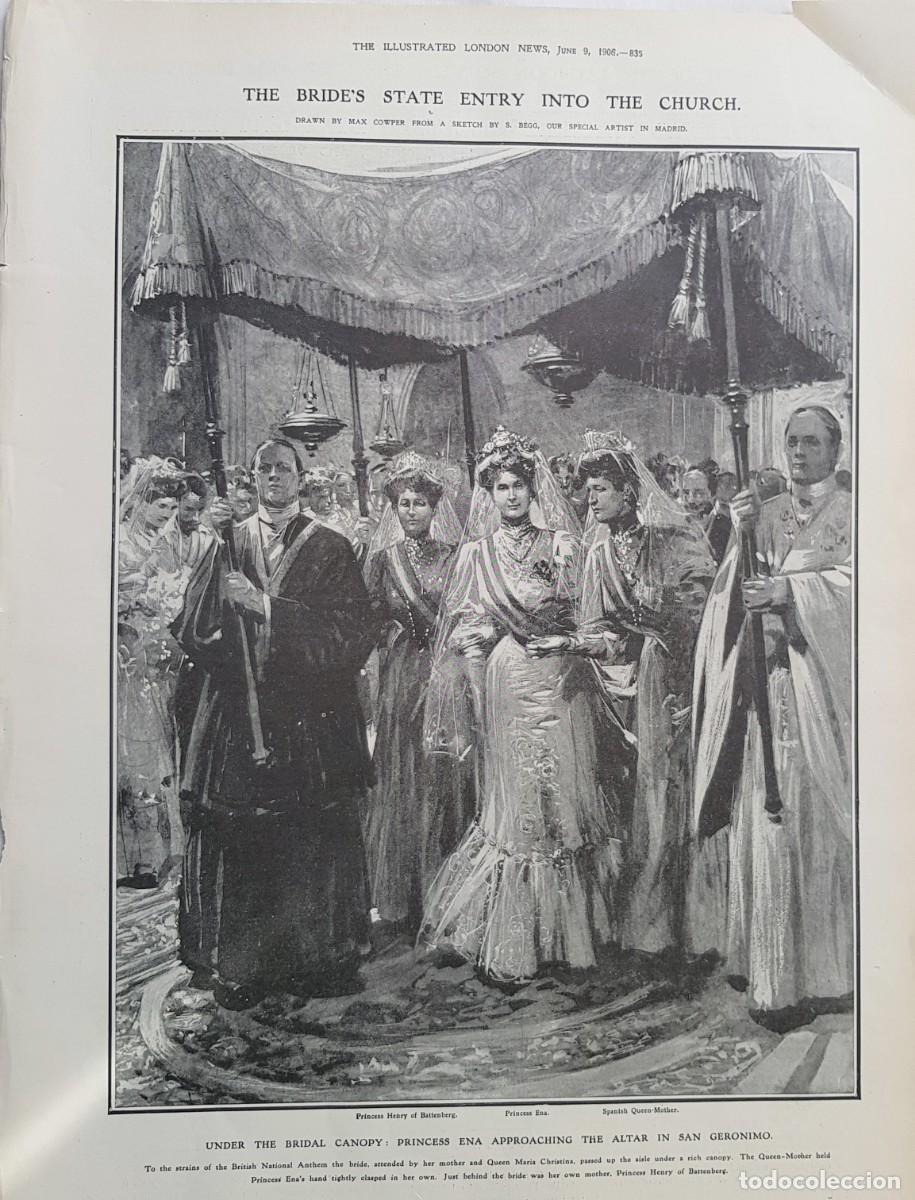 Colecionismo: Antigua hoja revista: THE BRIDE'S STATE ENTRY INTO THE CHURCH. MAX COWPER. 1906