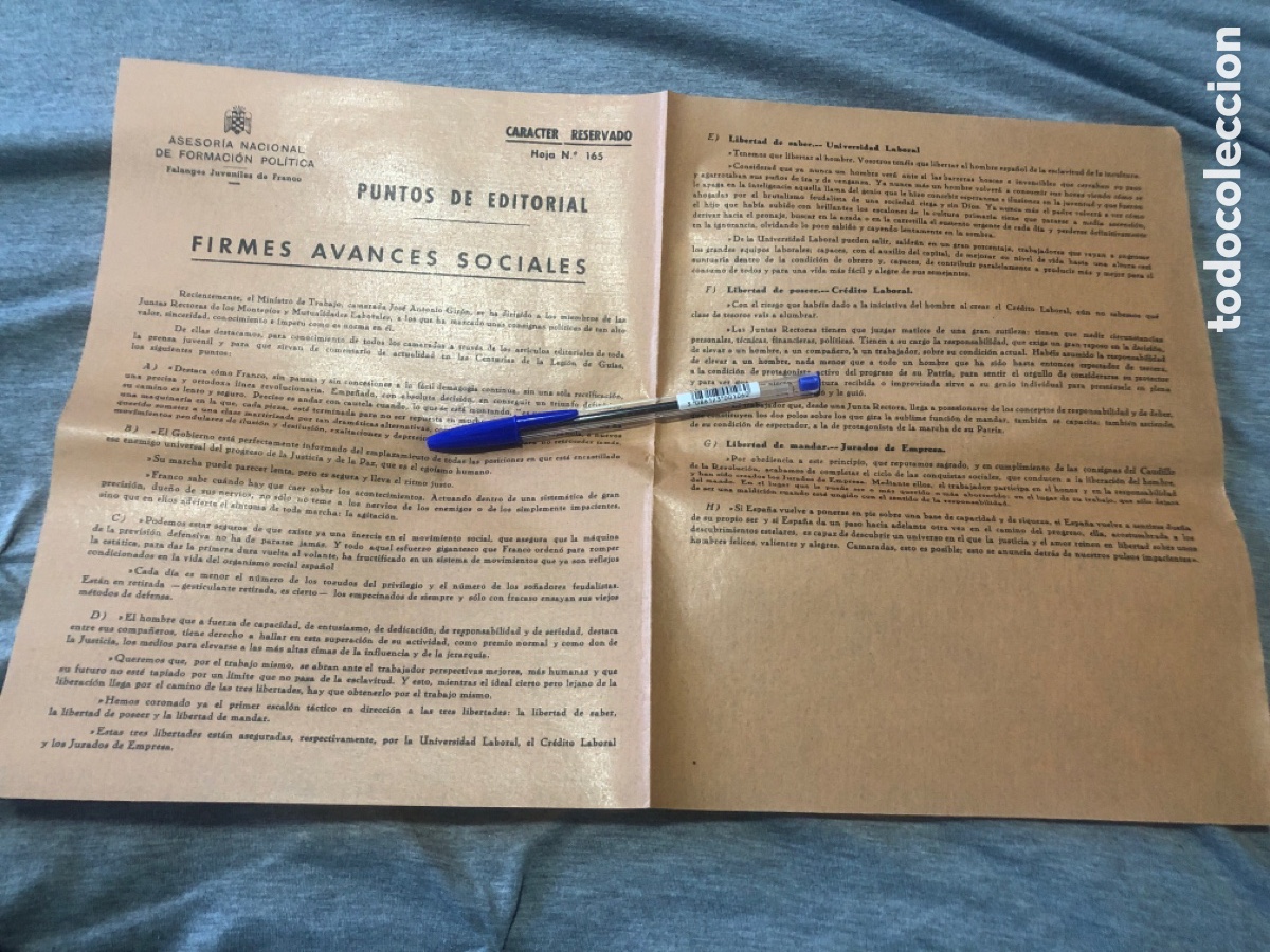 Collezionismo: Puntos de Editorial, Asesoria Nacional de Formacion Politica, Falanges Juveniles de Franco (L9)