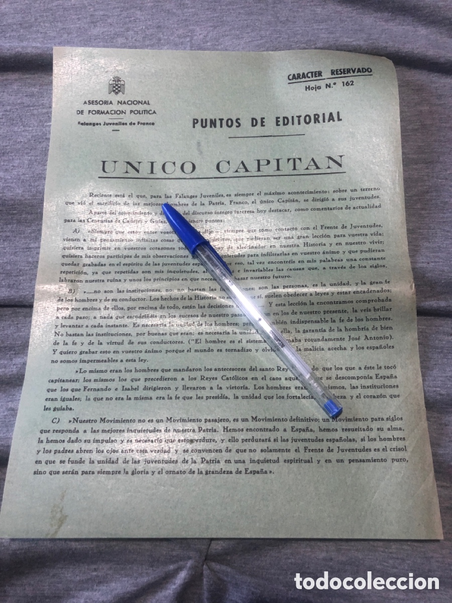 Coleccionismo: Puntos de Editorial, Asesoria Nacional de Formacion Politica, Falanges Juveniles de Franco (L9)