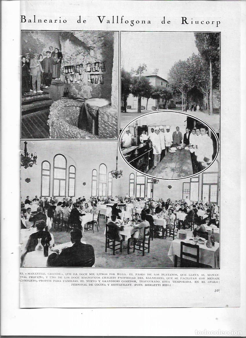 Colecionismo: A&Ntilde;O 1924 RECORTE PRENSA BALNEARIO DE VALLFOGONA DE RIUCORB MANANTIAL COMEDOR PERSONAL DE COCINA