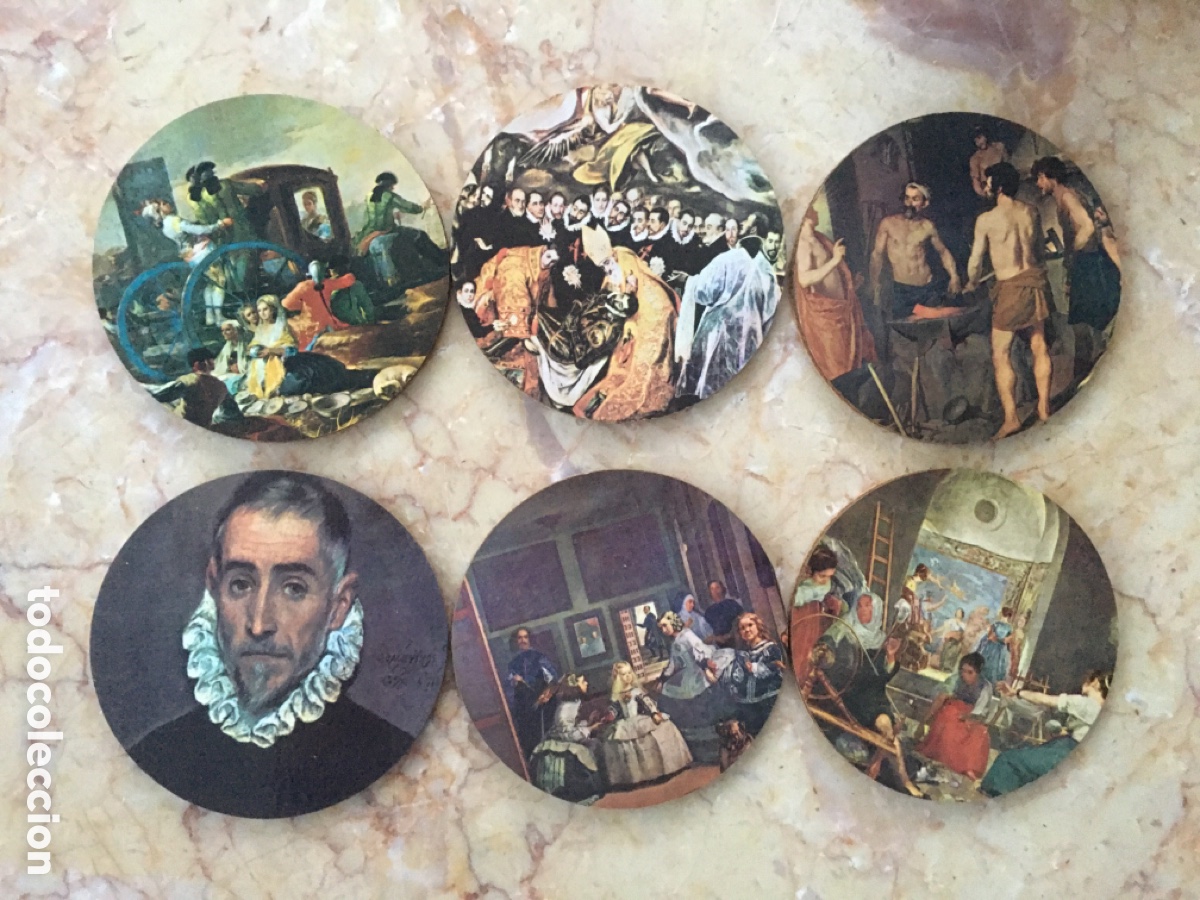Coleccionismo: posavasos vintage redondos Vel&aacute;zquez pinturas