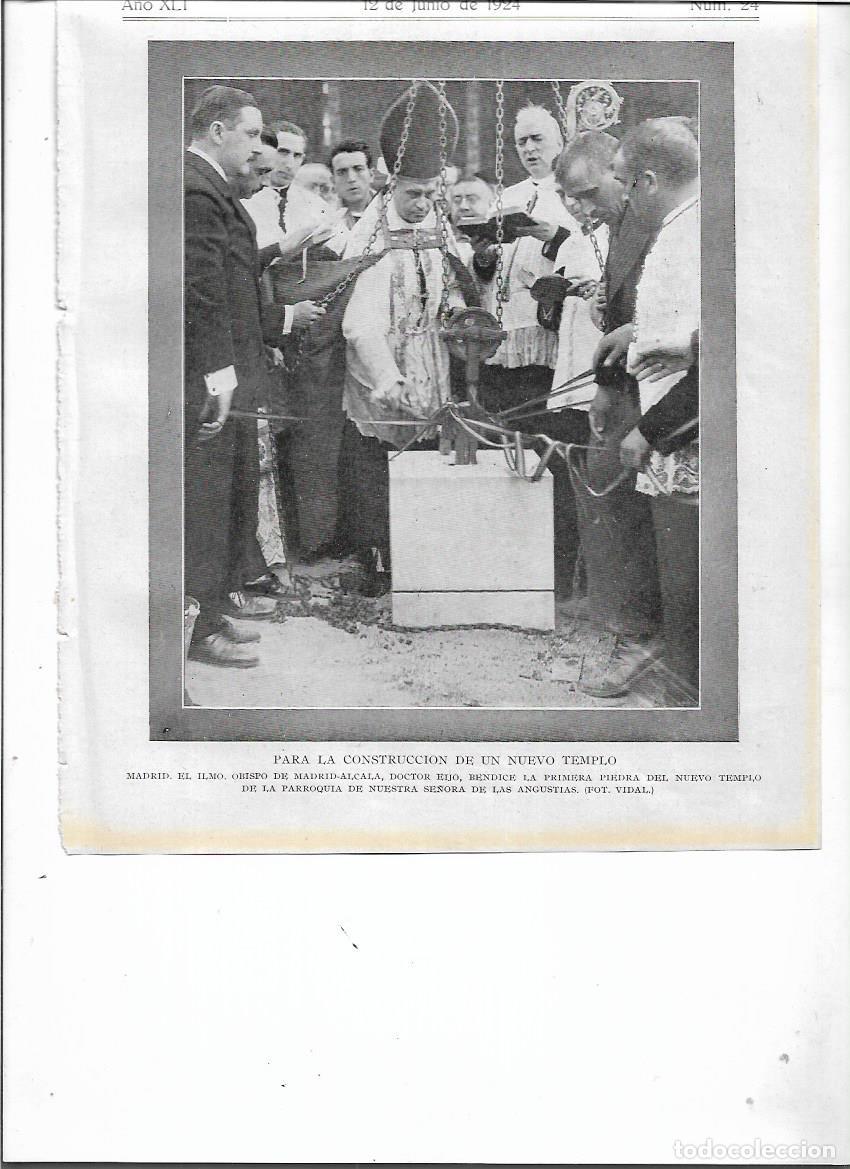 Colecionismo: A&Ntilde;O 1924 RECORTE PRENSA MADRID BENDICION PRIMERA PIEDRA NUEVA IGLESIA VIRGEN DE LAS ANGUSTIAS