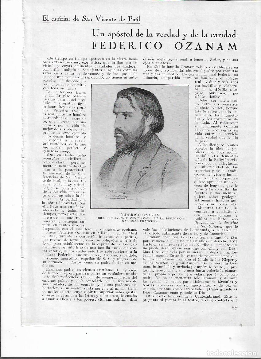 Colecionismo: A&Ntilde;O 1924 RECORTE PRENSA FEDERICO OZANAM APOSTOL SAN VICENTE DE PAUL IGLESIA CRIPTA ALTAR MAUSOLEO I