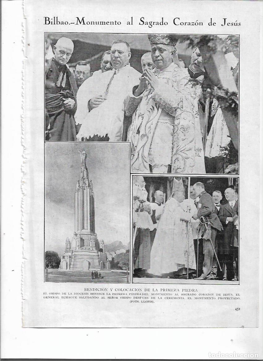 Colecionismo: A&Ntilde;O 1924 RECORTE PRENSA BILBAO BENDICION COLOCACION PRIMERA PIEDRA MONUMENTO SAGRADO CORAZON JESUS