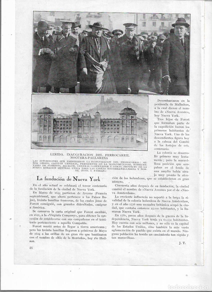 Colecionismo: A&Ntilde;O 1924 RECORTE PRENSA LERIDA LLEIDA INAUGURACION FERROCARRIL NOGUERA PALLARESA PROYECTO ESTACION