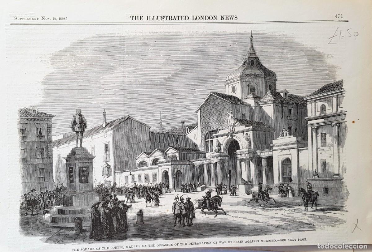 Coleccionismo: The square of The Cortes, Madrid, on the occasion of the declaration of war by Spain against Morocco