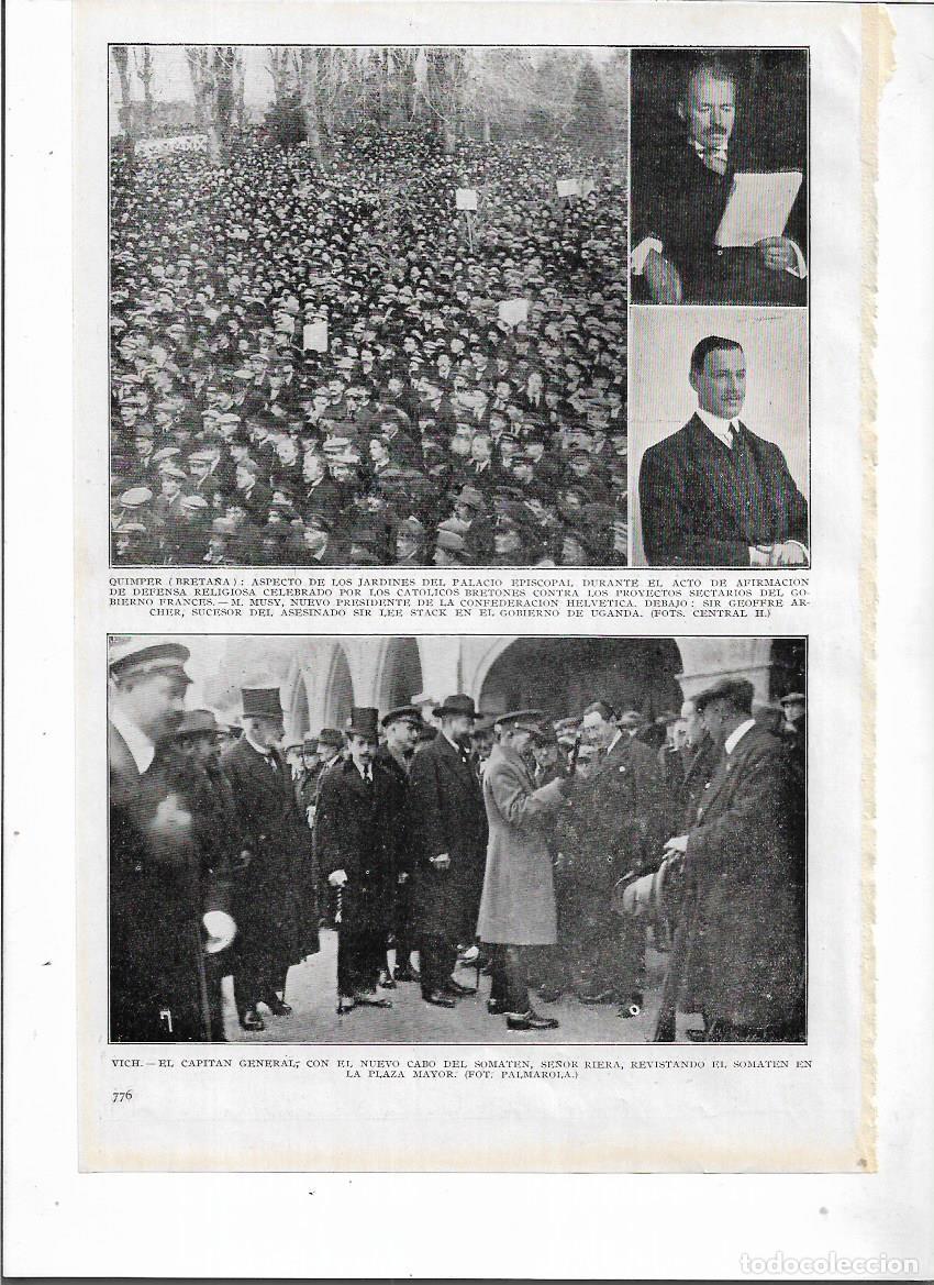 Coleccionismo: A&Ntilde;O 1924 RECORTE PRENSA VIC REVISTA SOMATEN EN LA PLAZA MAYOR CABO SE&Ntilde;OR RIERA