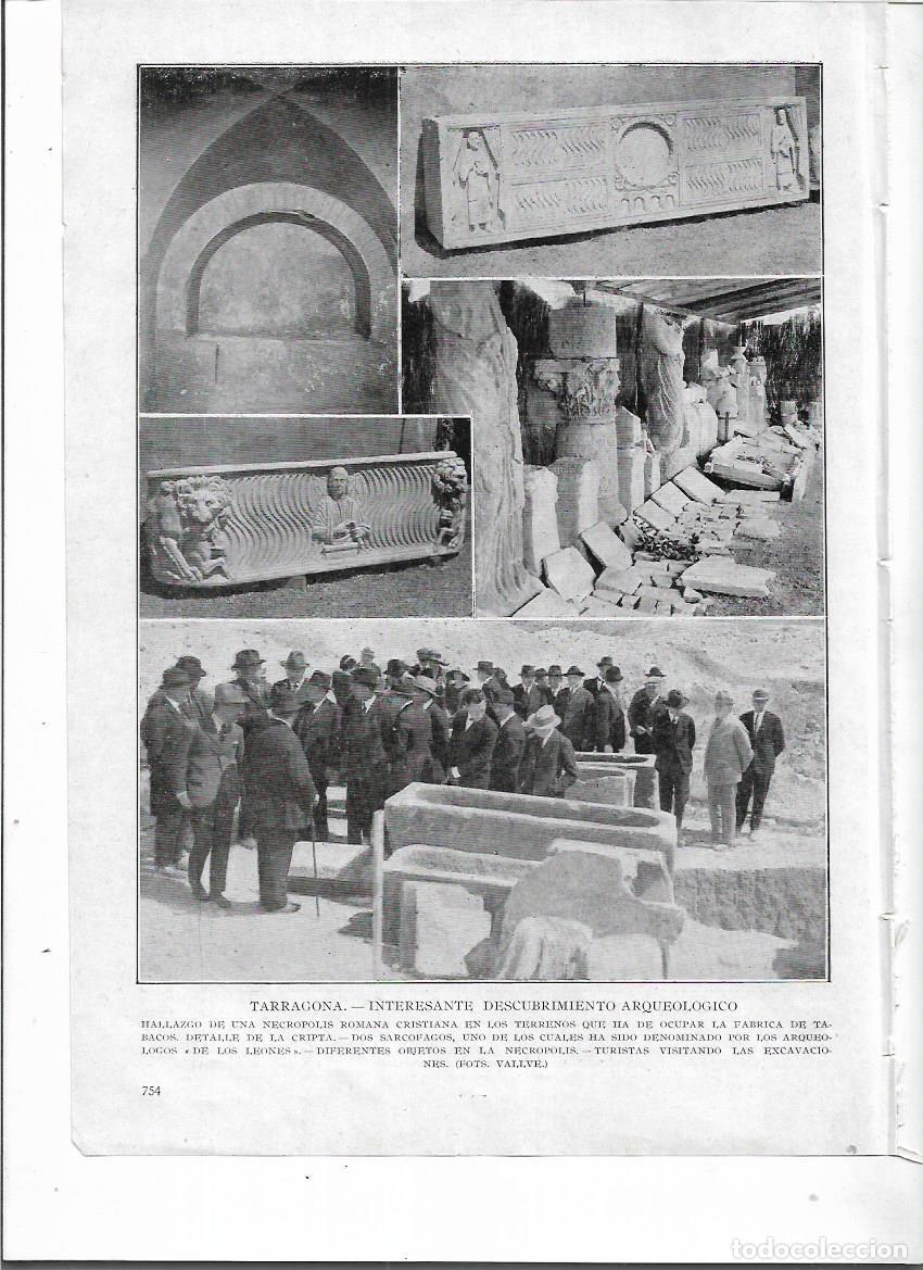 Coleccionismo: A&Ntilde;O 1924 RECORTE PRENSA TARAGONA ARQUEOLOGIA DESCUBRIMIENTO NECROPOLIS ROMANA CRIPTA SARCOFAGOS