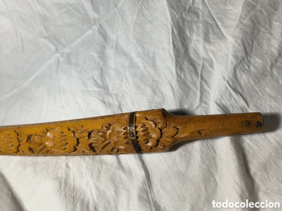 Coleccionismo: Funda para espada madera tallada - Foto 5