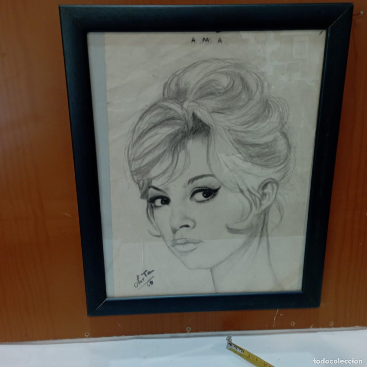 Coleccionismo: dibujo de se&ntilde;ora - Foto 2