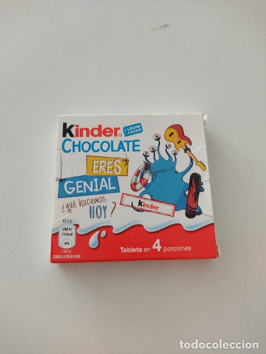 Coleccionismo: CAJA VACIA KINDER CHOCOLATE ERES GENIAL QUE HACEMOS HOY? DIBUJO TIPO ANIMAL GUITARRA SKATE FLOTADOR