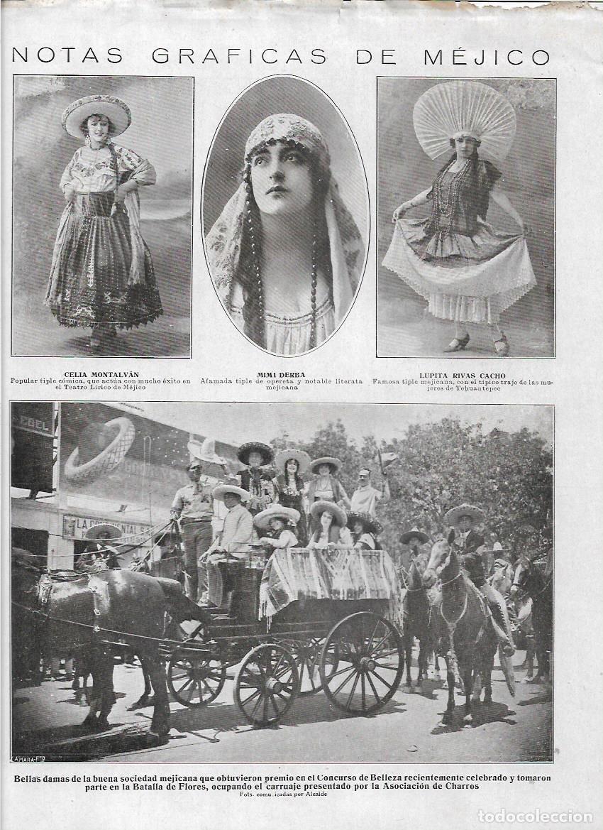 Coleccionismo: A&Ntilde;O 1925 RECORTE PRENSA MEJICO MEXICO CONCURSO BELLEZA BATALLA DE FLORES CARRUAJE ASOCIACION CHARROS