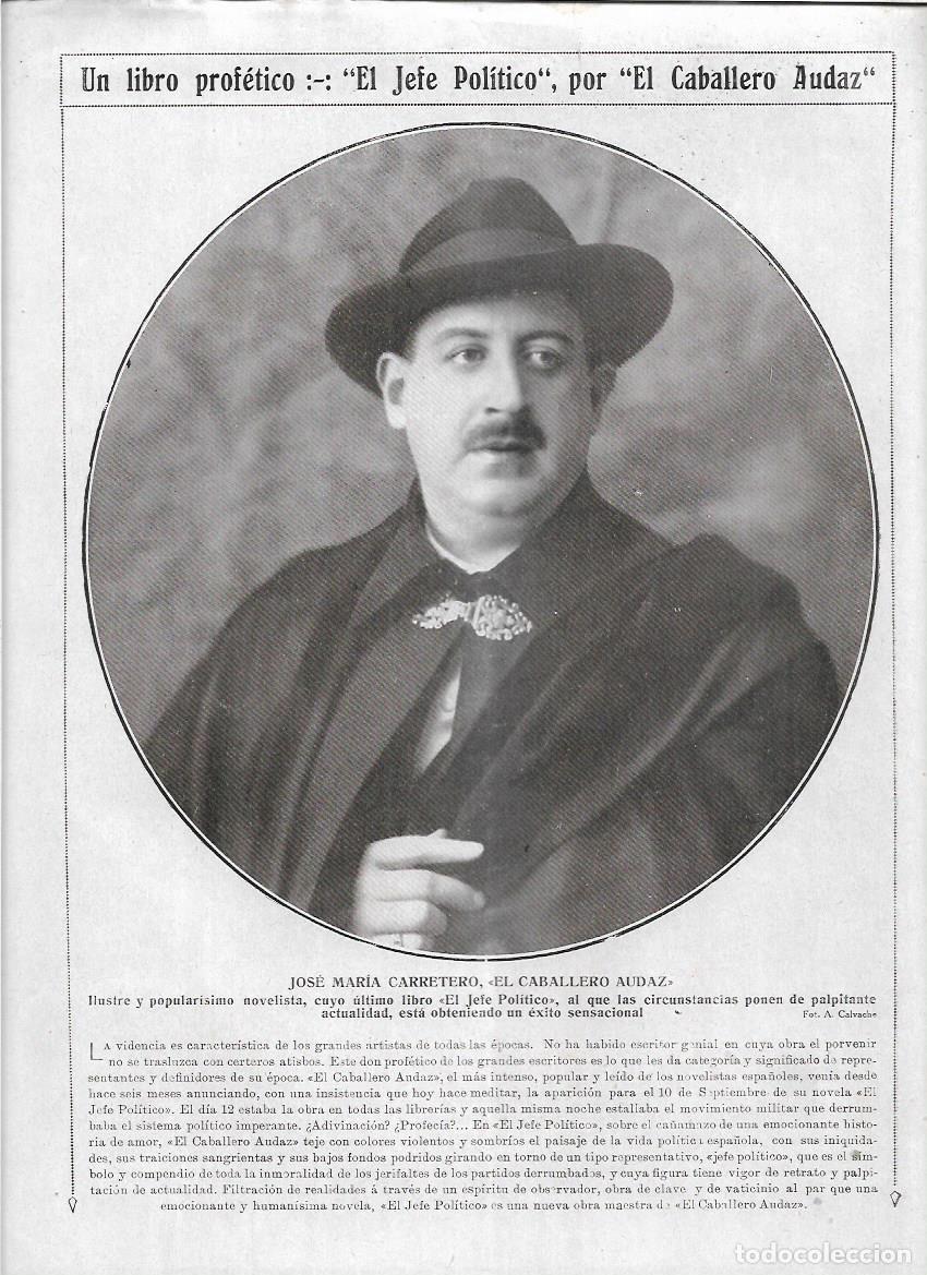 Colecionismo: A&Ntilde;O 1925 RECORTE PRENSA JOSE MARIA CARRETERO NOVELISTA ESCRITOR EL CABALLERO AUDAZ EL JEFE POLITICO