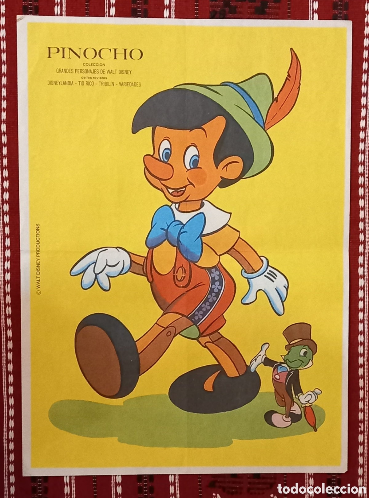 Coleccionismo: Poster vintage &rdquo;Pinocho&rdquo; colecci&oacute;n grandes personajes de Walt Disney