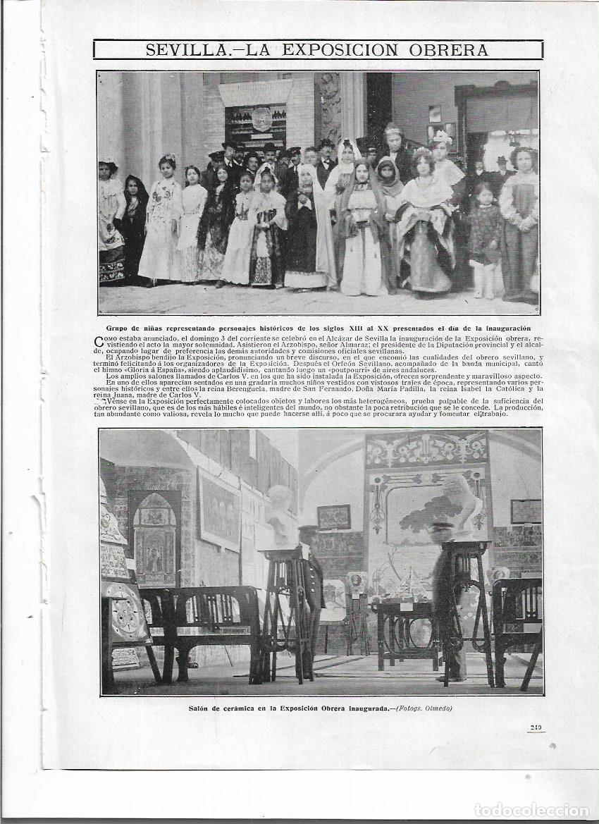Colecionismo: A&Ntilde;O 1910 RECORTE PRENSA SEVILLA INAUGURACION EXPOSICION OBRERA SALA DE CERAMICA AUTORIDADES