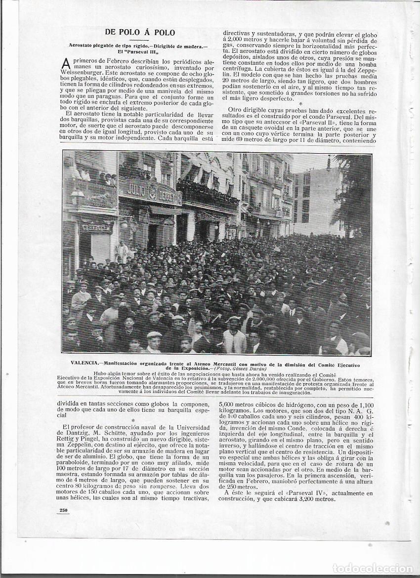 Colecionismo: A&Ntilde;O 1910 RECORTE PRENSA VALENCIA MANIFESTACION ATENEO MERCANTIL POR LA DIMISION DEL COMITE EJECUTIVO