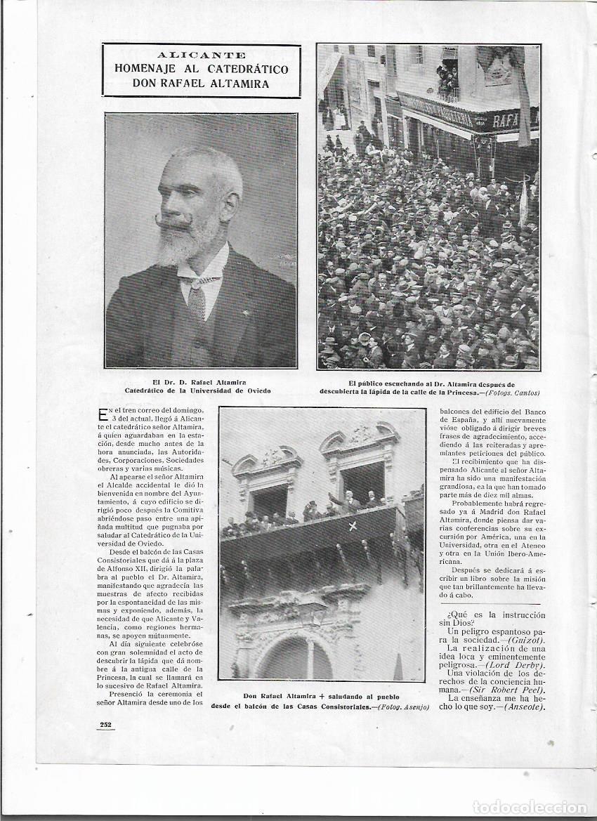Sammelleidenschaft Papier: A&Ntilde;O 1910 RECORTE PRENSA ALICANTE HOMENAJE CATEDRATICO RAFAEL ALTAMIRA LAPIDA CALLE DE LA PRINCESA