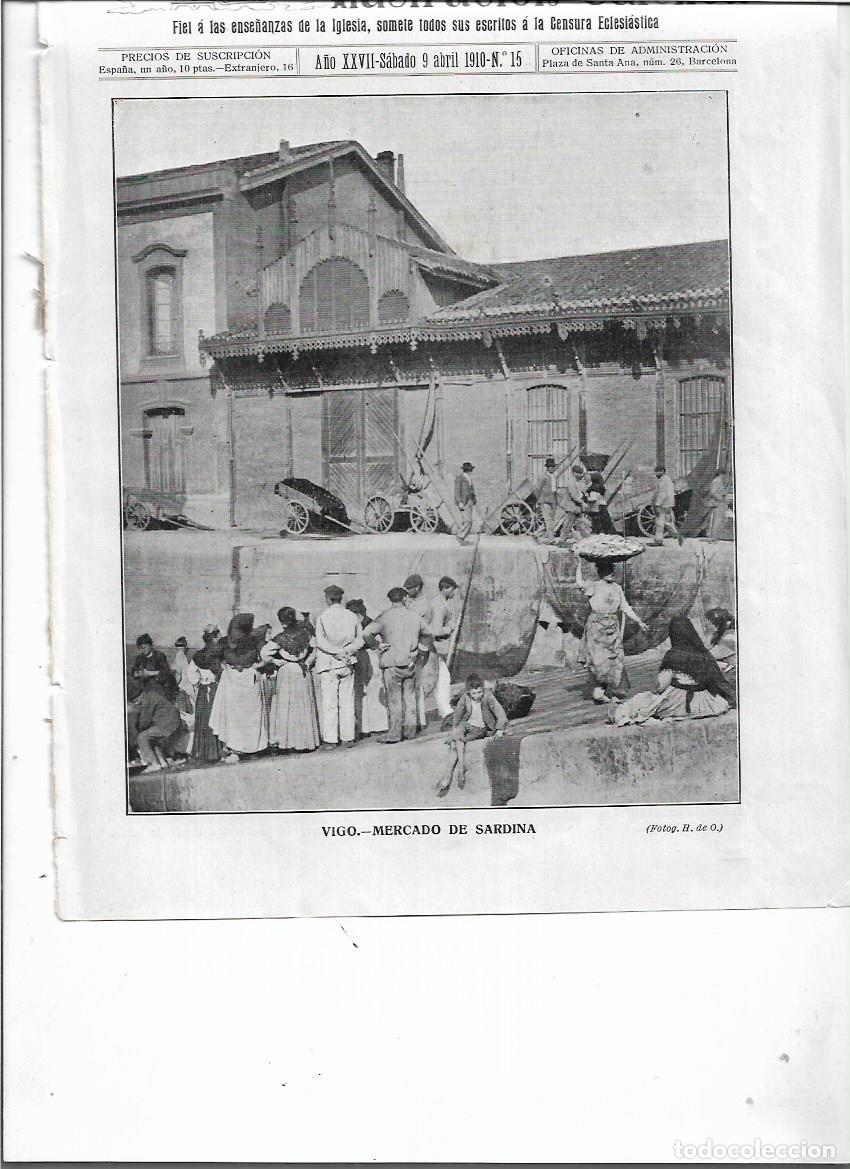 Coleccionismo: A&Ntilde;O 1910 RECORTE PRENSA VIGO MERCADO DE LA SARDINA PESCADERAS CARROS FOTOGRAFIA ANIMADA