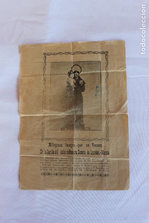 Colecionismo: IMAGEN QUE SE VENERAEN EL ASILO DE NTRA SRA DE LOURDES MURCIA