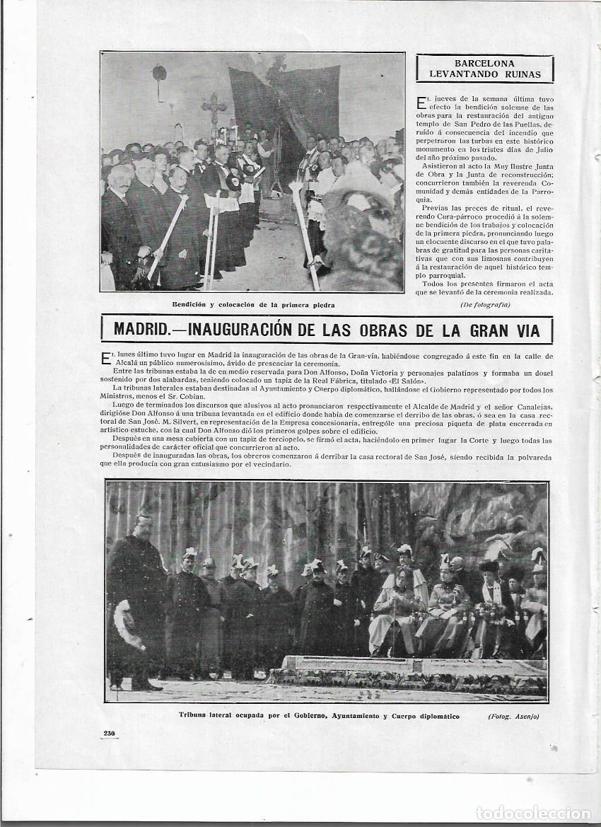 Sammelleidenschaft Papier: A&Ntilde;O 1910 RECORTE PRENSA MADRID INAUGURACION OBRAS DE LA GRAN VIA REY PIQUETA DE ORO FIRMA ACTA