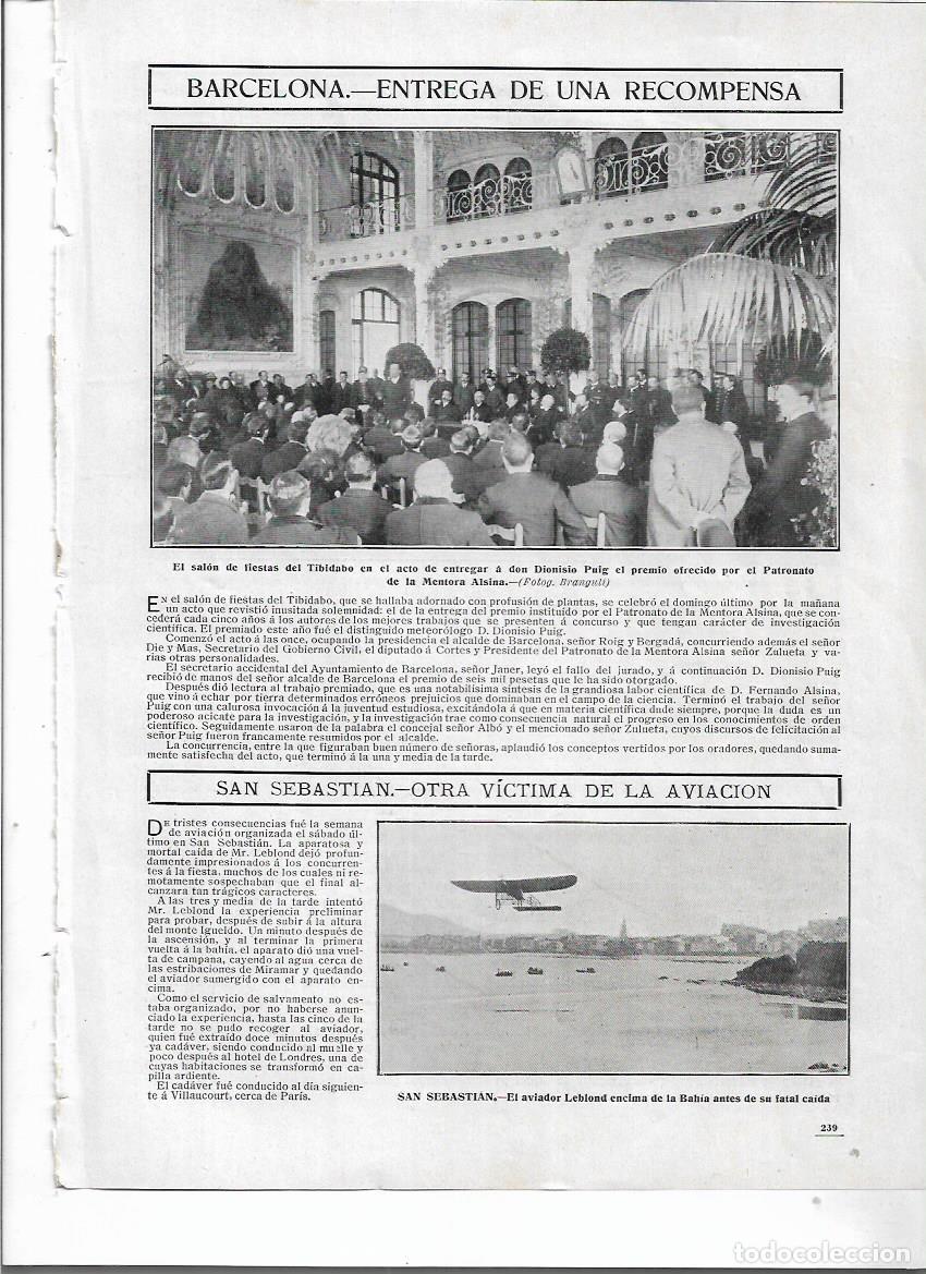 Sammelleidenschaft Papier: A&Ntilde;O 1910 RECORTE PRENSA BCNA SALON FIESTAS TIBIDABO PREMIO DIONISIO PUIG PATRONATO MENTORA ALSINA