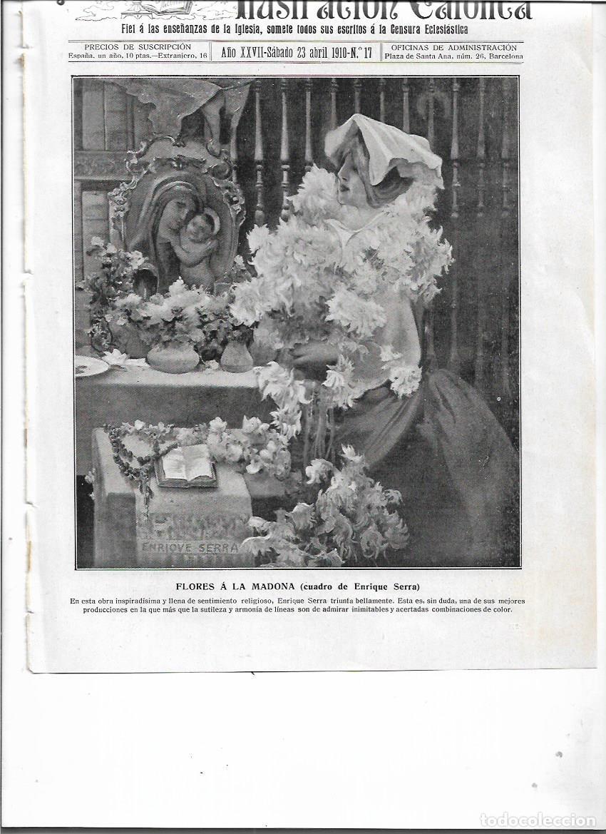 Sammelleidenschaft Papier: A&Ntilde;O 1910 RECORTE PRENSA PINTURA REPRODUCCION FLORES A LA MADONA CUADRO DE ENRIQUE SERRA
