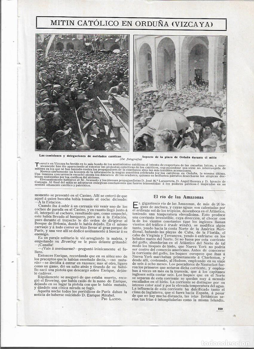 Sammelleidenschaft Papier: A&Ntilde;O 1910 RECORTE PRENSA ORDU&Ntilde;A VIZCAYA MITIN CATOLICO PLAZA DE ORDU&Ntilde;A DURANTE EL MITIN