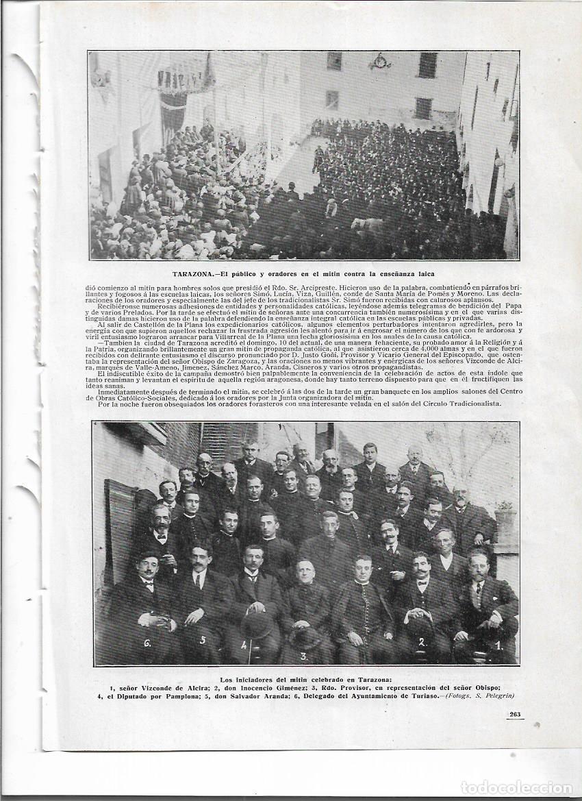 Sammelleidenschaft Papier: A&Ntilde;O 1910 RECORTE PRENSA TARAZONA MITIN CONTRA LA ENSE&Ntilde;ANZA LAICA PUBLICO ORADORES