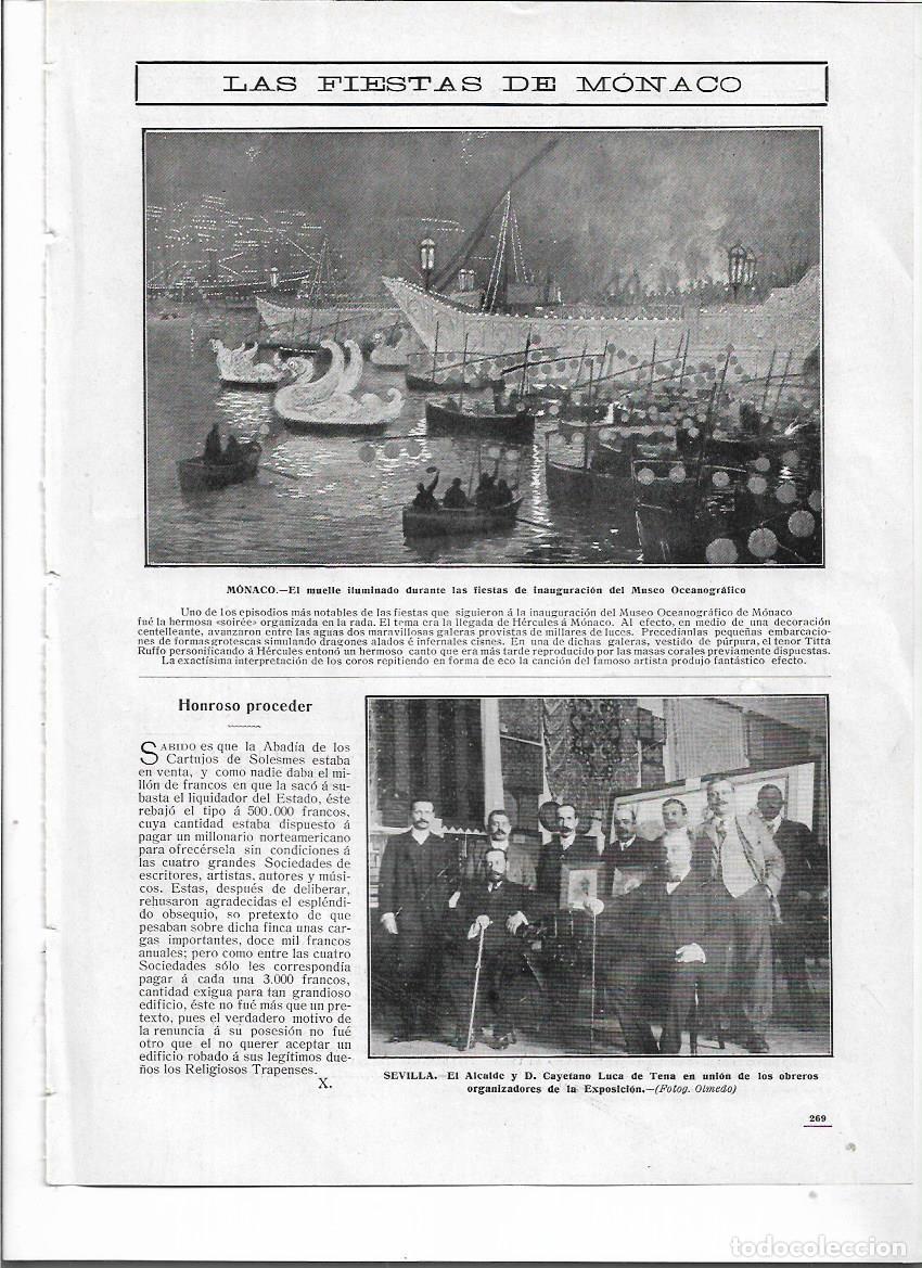 Sammelleidenschaft Papier: A&Ntilde;O 1910 RECORTE PRENSA FIESTAS DE MONACO MUELLE ILUMINADO POR LA INAUGURACION DEL OCEANOGRAFICO