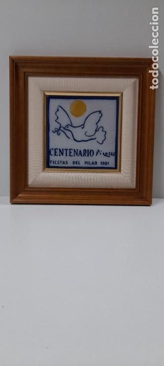 Coleccionismo: AZULEJO ENMARCADO . CENTENARIO PICASSO - FIESTAS DEL PILAR 1981 . MEDIDA DE FRENTE 29,5 CM