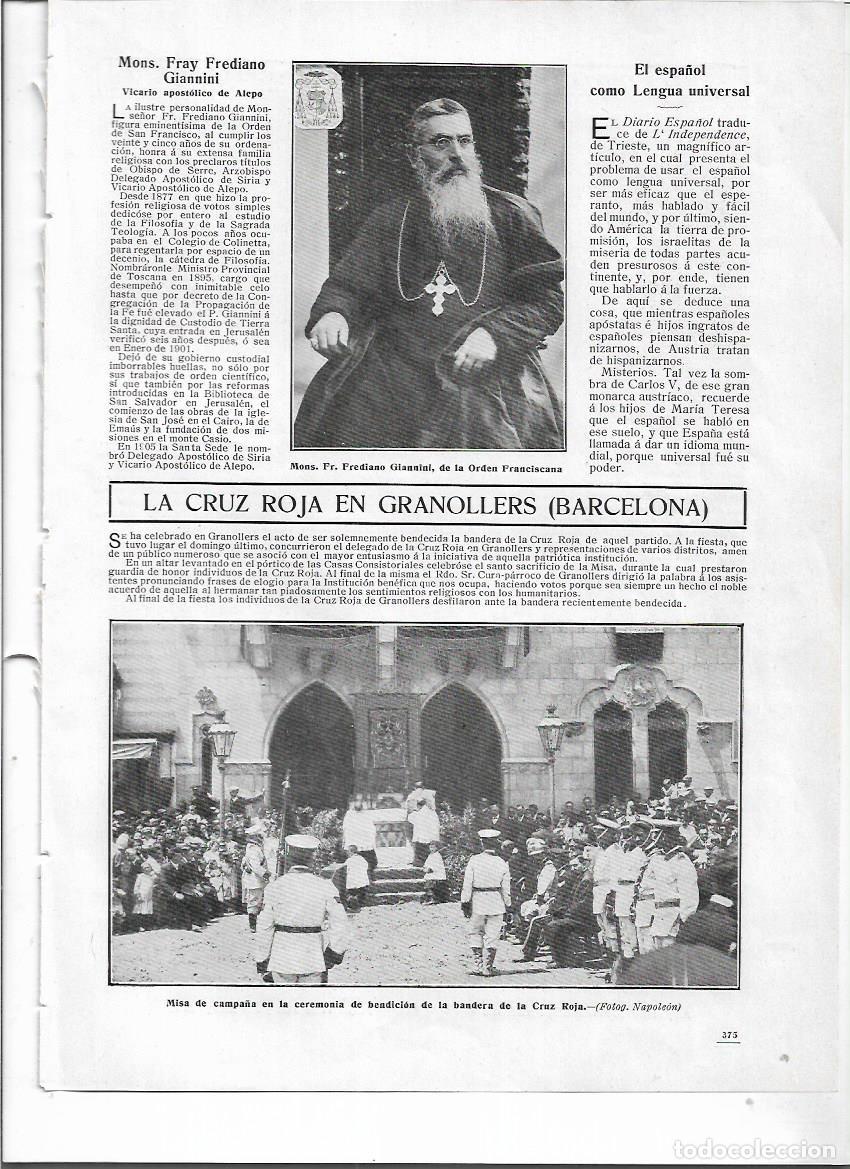 Sammelleidenschaft Papier: A&Ntilde;O 1910 RECORTE PRENSA GRANOLLERS BENDICION BANDERA DE LA CRUZ ROJA PORTICO AYUNTAMIENTO