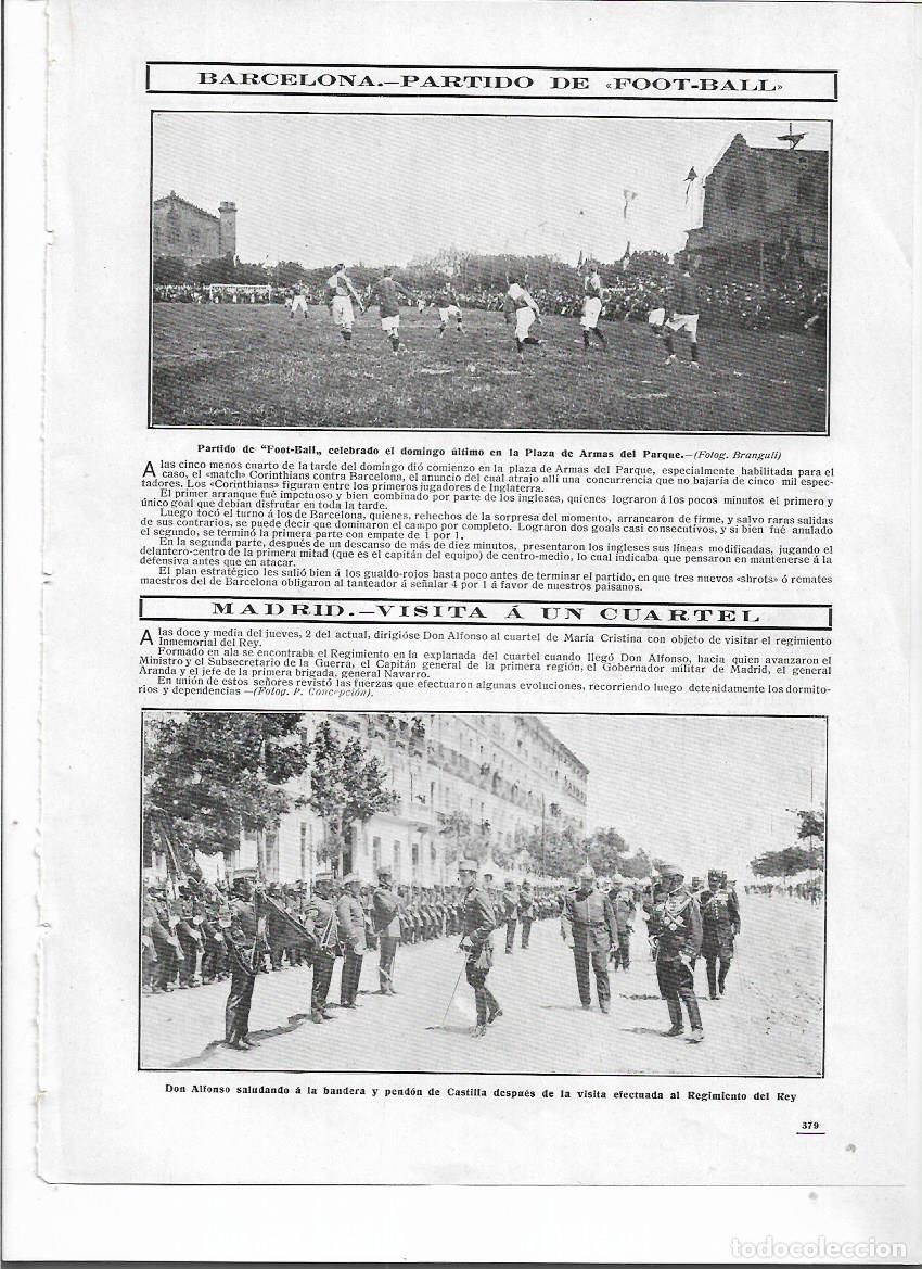 Sammelleidenschaft Papier: A&Ntilde;O 1910 RECORTE PRENSA FUTBOL PARTIDO CORINTHIANS BARCELONA PLAZA DE ARMAS DEL PARQUE