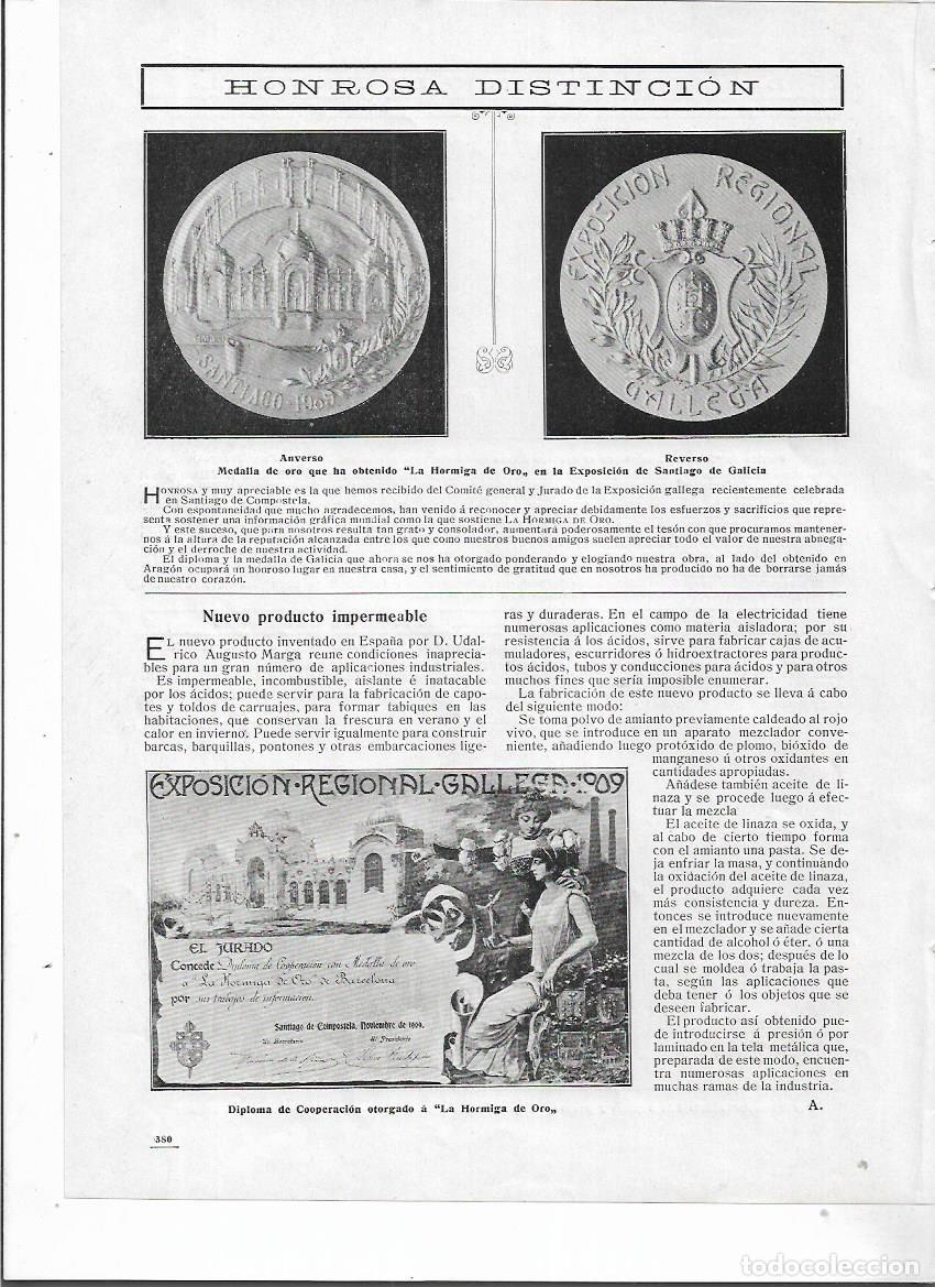 Sammelleidenschaft Papier: A&Ntilde;O 1910 RECORTE PRENSA INVENTO PRODUCTO IMPERMEABLE TOLDOS CARRUAJES UDALRICO AUGUSTO MARGA