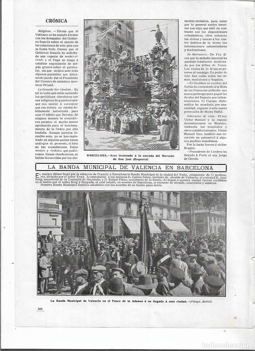 Collectionnisme: A&Ntilde;O 1910 RECORTE PRENSA BANDA MUNICIPAL MUSICA DE VALENCIA EN BARCELONA PASEO DE LA ADUANA