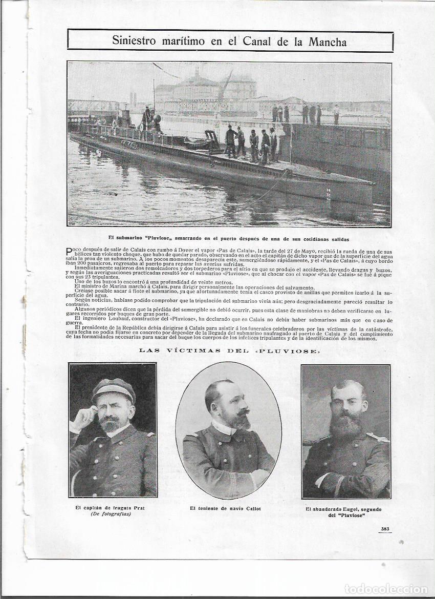 Sammelleidenschaft Papier: A&Ntilde;O 1910 RECORTE PRENSA ACCIDENTE MARITIMO CANAL DE LA MANCHA SINIESTRO SUBMARINO PLUVIOSE VICTIMAS