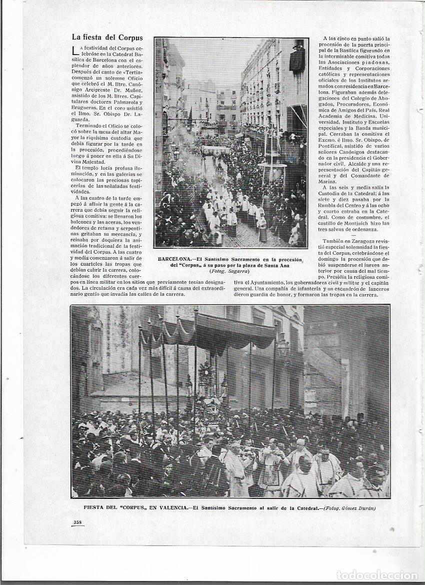Collezionismo: A&Ntilde;O 1910 RECORTE PRENSA BARCELONA PROCESION DEL CORPUS A SU PASO POR LA PLAZA DE SANTA ANA