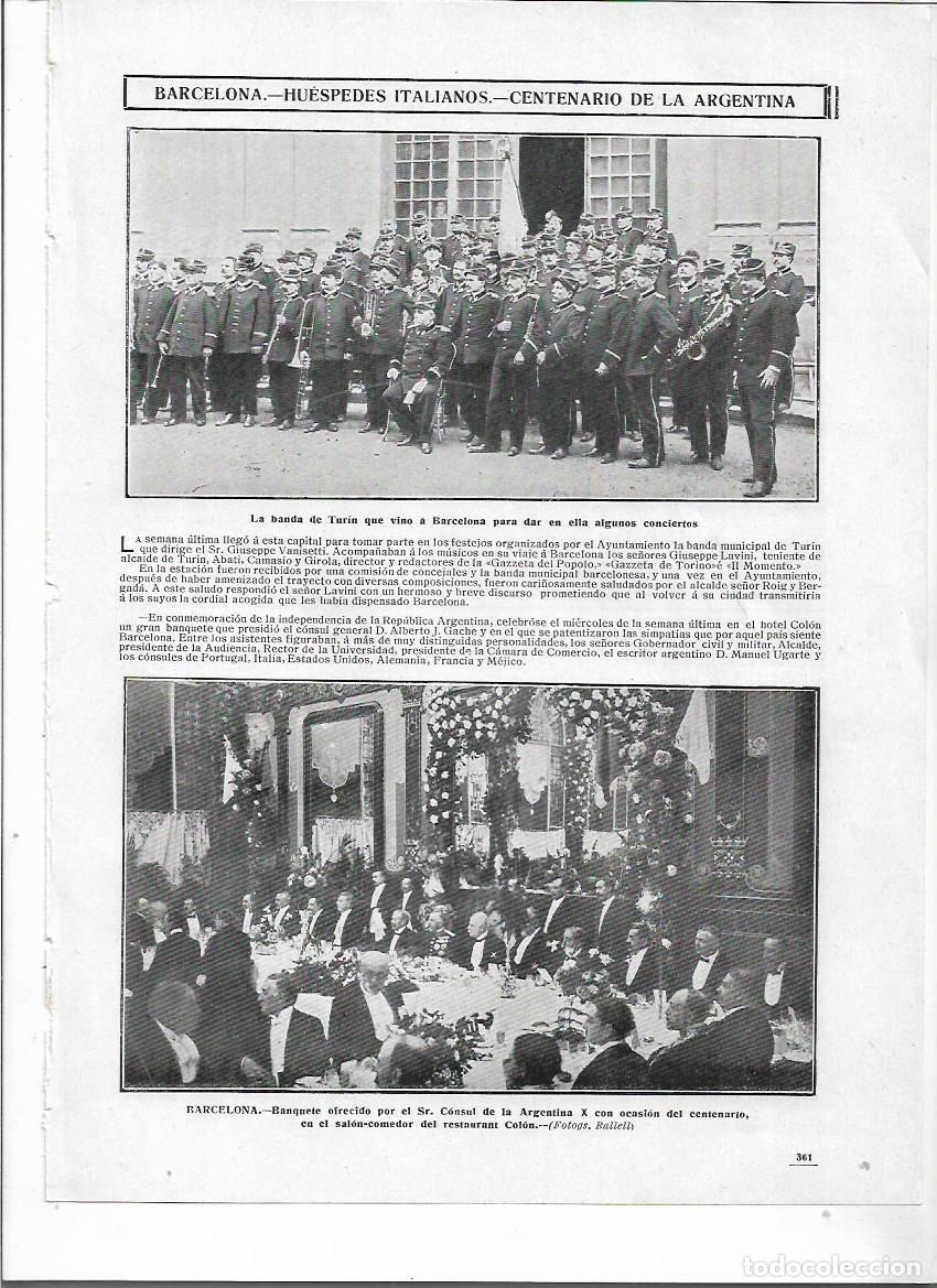 Sammelleidenschaft Papier: A&Ntilde;O 1910 RECORTE PRENSA BANDA DE MUSICA DE TURIN EN SU VISITA A BARCELONA