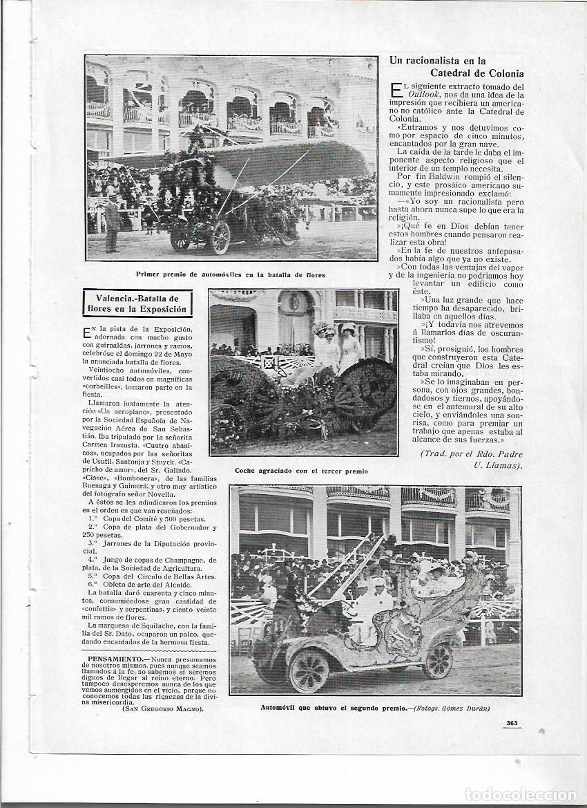 Colecionismo: A&Ntilde;O 1910 RECORTE PRENSA VALENCIA BATALLA DE LAS FLORES DESFILE CARROZAS PREMIOS AUTOMOVIL