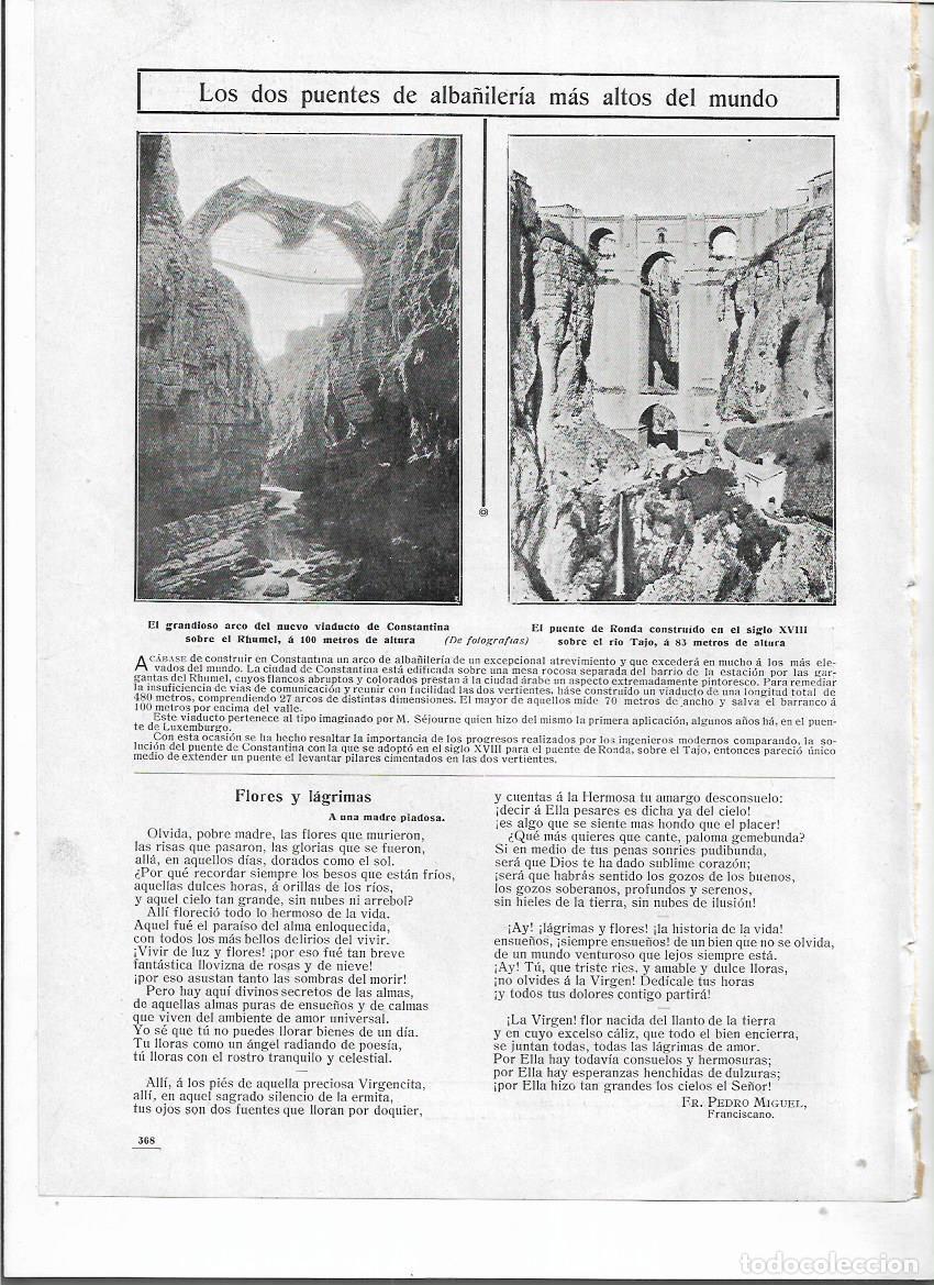 Colecionismo: A&Ntilde;O 1910 RECORTE PRENSA PUENTE DE RONDA VIADUCTO DE CONSTANTINA DOS PUENTES MAS ALTOS DEL MUNDO