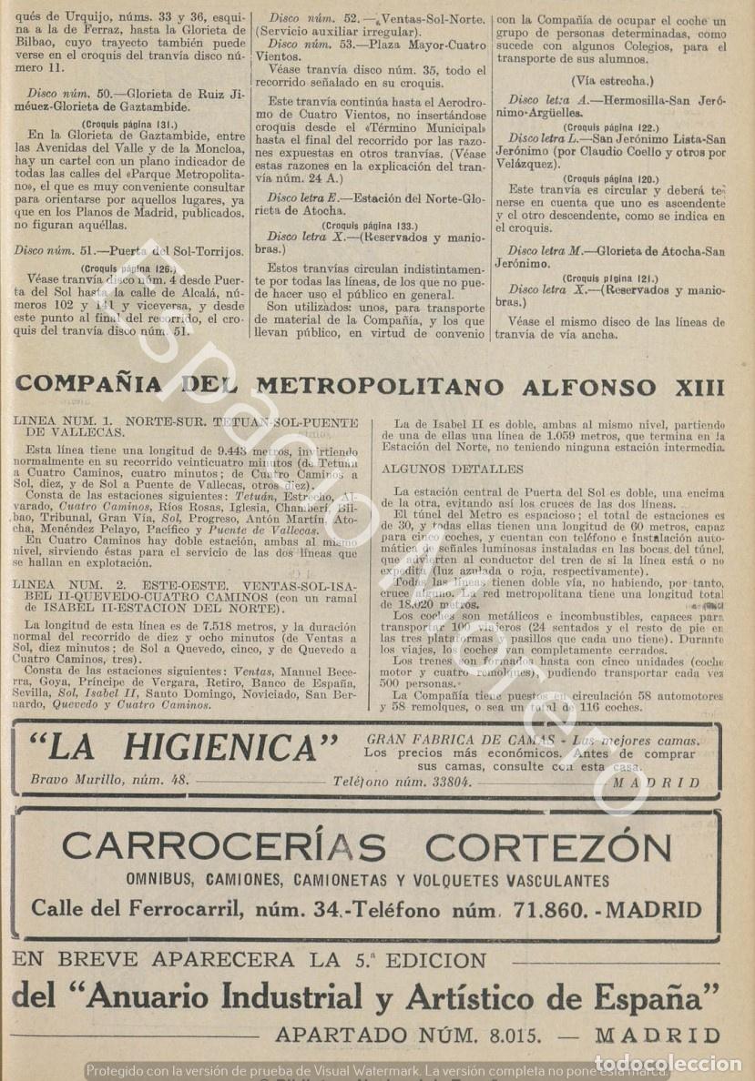 Coleccionismo: Publicidad de 1930 Madrid: Fabrica de camas La higienica. Carrocerias Cortezon