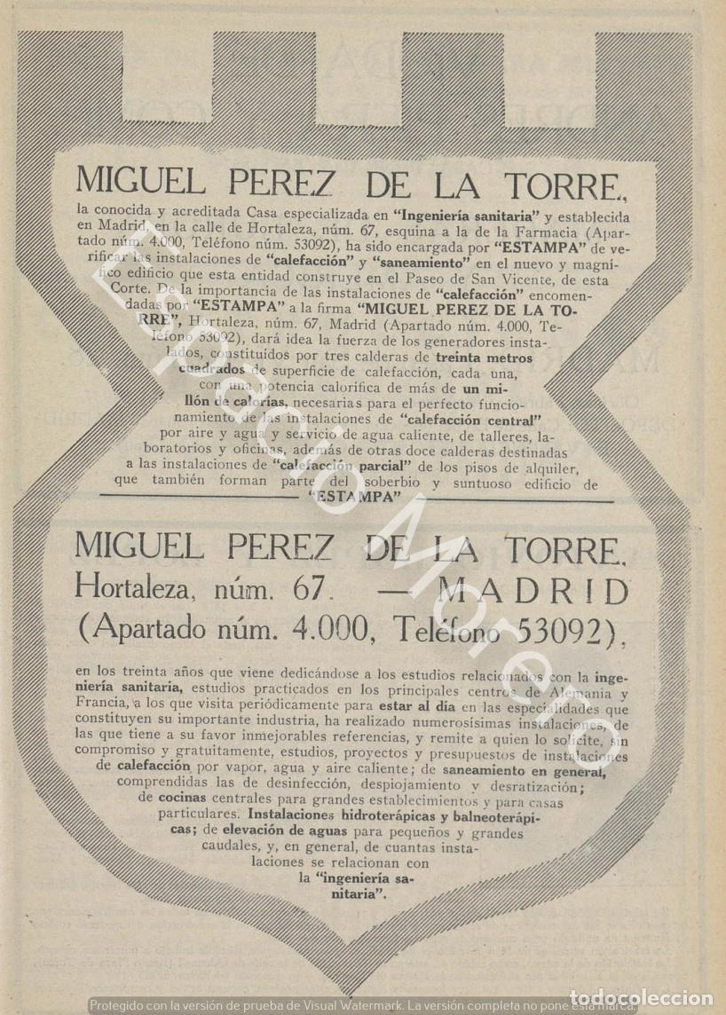 Coleccionismo: Publicidad de 1930 Madrid: Ingenieria sanitaria Miguel Perez de la Torre