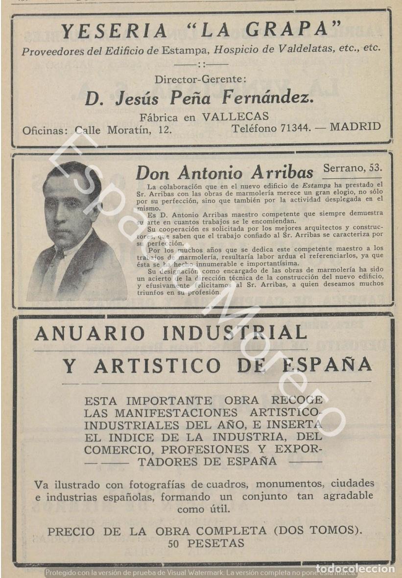 Coleccionismo: Publicidad de 1930 Madrid: Yeseria La grapa. Marmoleria Antonio Arribas