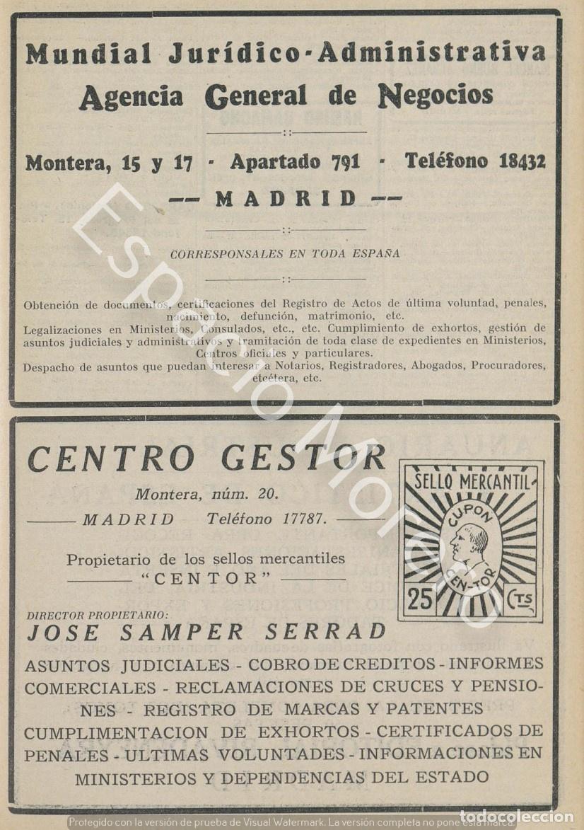 Collezionismo: Publicidad de 1930 Madrid: Agencia general de negocios. Centro gestor Jose Samper Serrad
