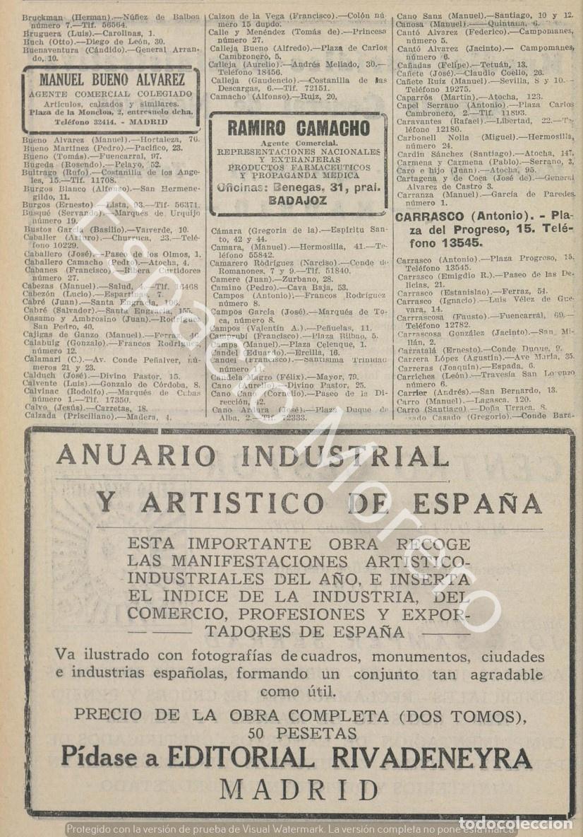Coleccionismo: Publicidad de 1930 Madrid: Agentes comerciales. Manuel Bueno Alvarez. Ramiro Camacho