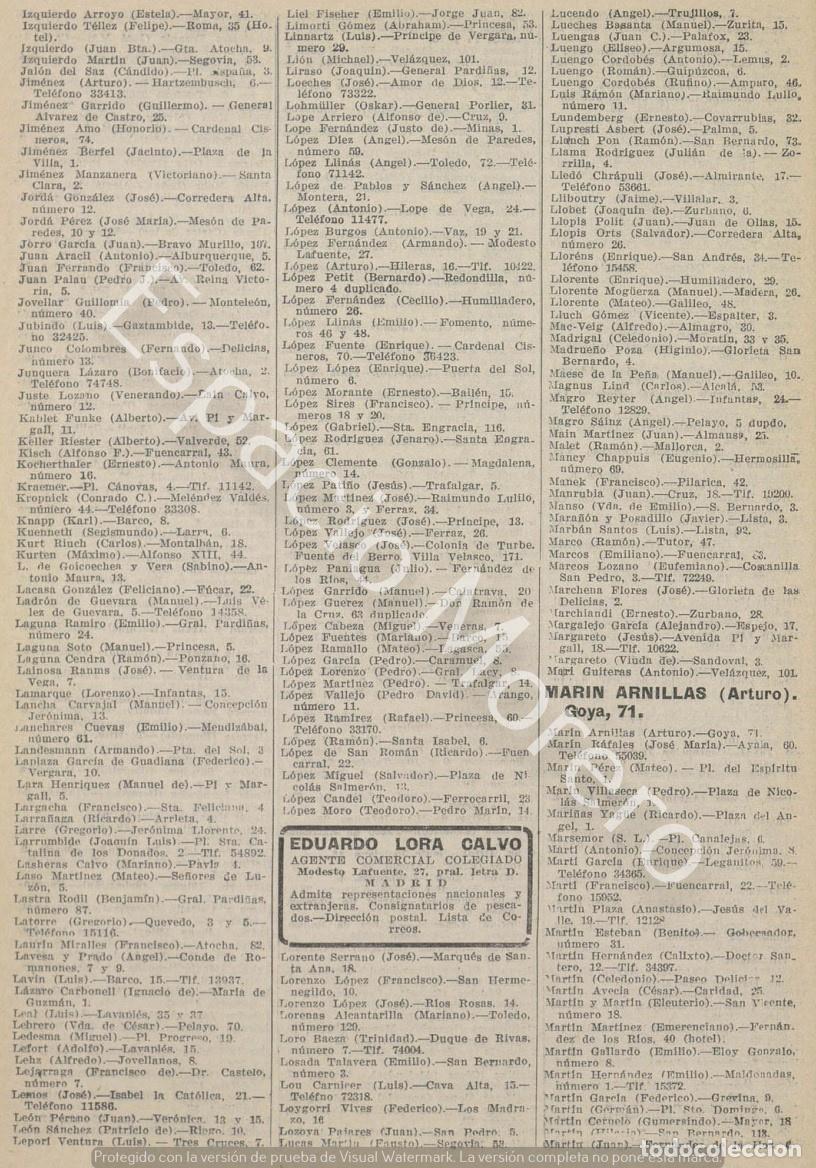 Coleccionismo: Publicidad de 1930 Madrid: Agente comercial Eduardo Lora Calvo