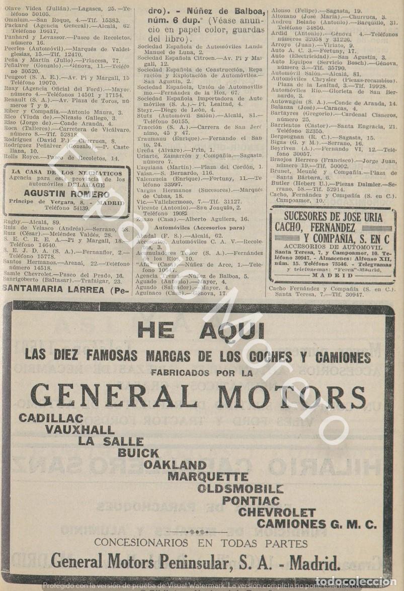 Collecting paper: Publicidad de 1930 Madrid: Neumaticos Agustin Romero. Accesorios Sucesores de Jose Uria Cacho