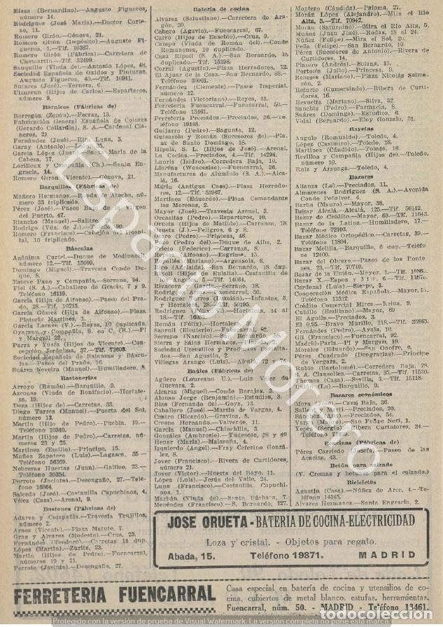 Coleccionismo: Publicidad de 1930 Madrid: Jose Orueta. Ferreteria Fuencarral